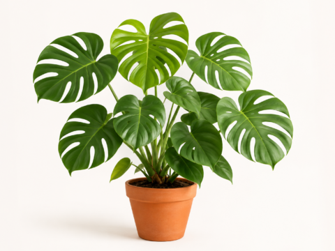 Monstera Deliciosa Zimmerpflanze im Terrakottatopf