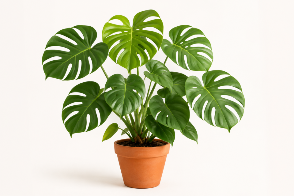 Monstera Deliciosa Zimmerpflanze im Terrakottatopf