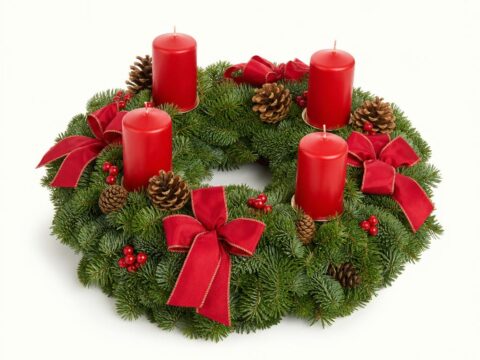 Adventkranz Klassisch Rot (Ø ca. 30 cm) — handgefertigt im Polisi Gartencenter Wien