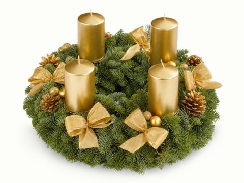 Adventkranz Edel Gold (Ø ca. 40 cm) — handgefertigt im Polisi Gartencenter Wien