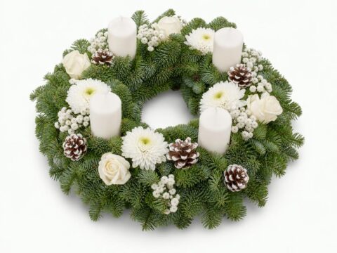 Trauerkranz Weiß (Ø ca. 50 cm) — handgefertigt im Polisi Gartencenter Wien